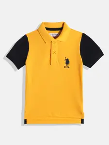U.S. Polo Assn. Kids Boys Colourblocked Polo Collar Pure Cotton T-shirt