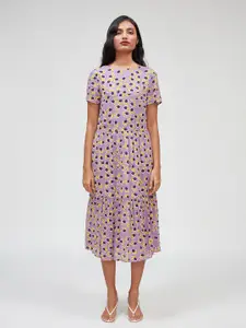 Bhaane Floral Print Fit & Flare Midi Dress