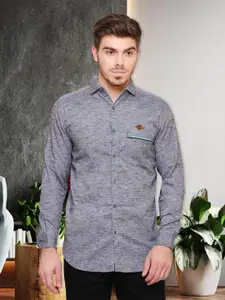 Kuons Avenue Smart Slim Fit Spread Collar Linen Casual Shirt