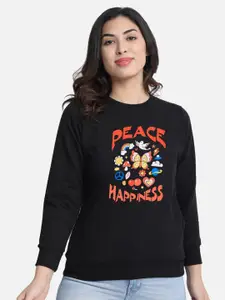 CHOZI Typography Printed Fleece Sweatshirt