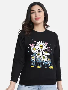 CHOZI Floral Printed Fleece Sweatshirt