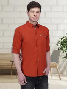 Kuons Avenue Smart Slim Fit Roll-Up Sleeves Linen Casual Shirt