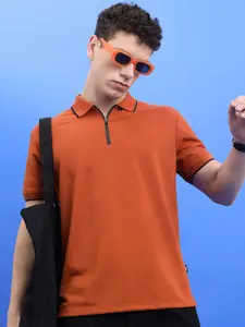 HIGHLANDER Rust Polo Collar Slim Fit T-shirt