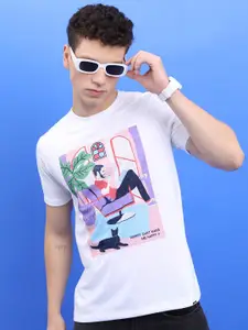 HIGHLANDER White Graphic Printed Slim Fit T-shirt