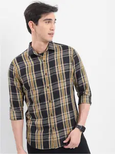 HIGHLANDER Tartan Checked Twill Slim Fit Cotton Casual Shirt