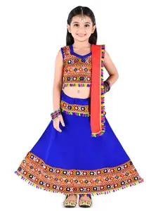 BAESD Girls Embroidered Mirror Work Ready to Wear Lehenga & Blouse With Dupatta