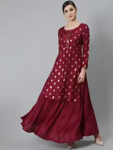 AKS Ethnic Motifs Printed Kurta With Skirt