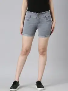 SHOWOFF Women Mid Rise Slim Fit Denim Shorts