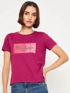 Madame Typography Printed Round Neck Top