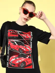Difference of Opinion Printed Oversized Drop-Shoulder Sleeves Pure Cotton T-shirt