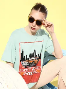Difference of Opinion Printed Oversized Drop-Shoulder Sleeves Pure Cotton T-shirt