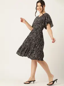 DressBerry Floral Print Flared Sleeves A-Line Dress