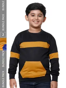IndiWeaves Boys Pack of 2 Striped Fleece Pullovers