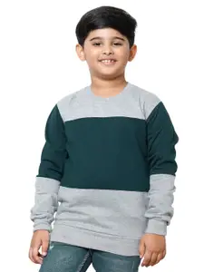 IndiWeaves Boys Colourblocked Pullover Fleece Sweatshirt