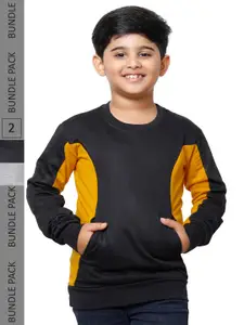 IndiWeaves Boys Pack Of 2 Colourblocked Pullover Fleece Sweatshirts