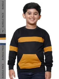 IndiWeaves Boys Pack Of 2 Colourblocked Long Sleeves Fleece Sweatshirt