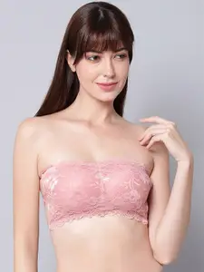 Aamarsh Floral Self Design Strapless Full Coverage Minimizer Bra With 360 Degree Support