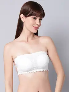 Aamarsh Floral Self Design Strapless Full Coverage Bandeau Bra With 360 Degree Support