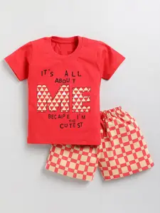 Toonyport Kids Boys Typography Printed Pure Cotton T-shirt with Shorts