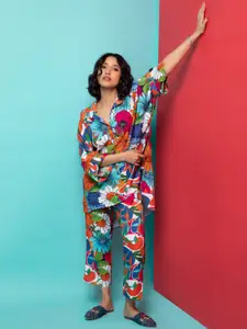 Rhe-Ana Floral Printed Top & Trousers Co-Ord Set