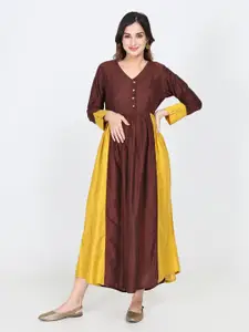 CHARISMOMIC Colourblocked Cotton Maternity Maxi Dress