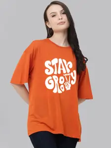 Leotude Typography Printed Oversized T-shirt