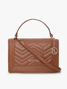PELLE LUXUR Textured PU Structured Satchel With Quilted