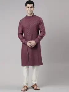 TheEthnic.Co Mandarin Collar Pure Cotton Kurta With Pyjamas