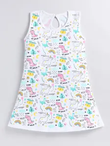 Toonyport Conversational Printed A-Line Cotton Dress