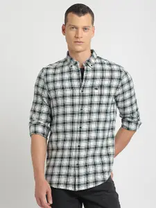 THE BEAR HOUSE Slim Fit Tartan Checked Button-Down Collar Pure Cotton Casual Shirt