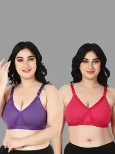 FUNAHME Pack Of 2 Full Coverage Non Padded T-shirt Bra With All Day Comfort