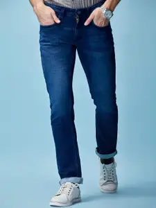 MOZZO Men Lean Mid-Rise Slim Fit Light Fade Clean Look Jeans