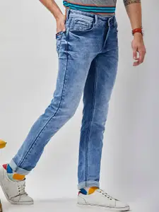 MOZZO Men Lean Slim Fit Heavy Fade Clean Look Jeans
