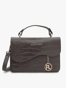 PELLE LUXUR Textured PU Structured Satchel Handbag
