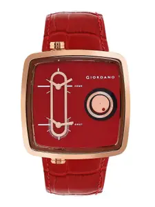GIORDANO Women Printed Dial & Leather Straps Analogue Watch