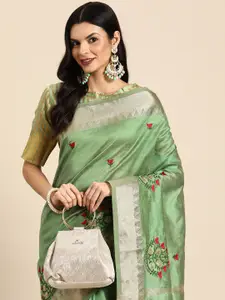 SERONA FABRICS Floral Embroidered Zari Banarasi Saree