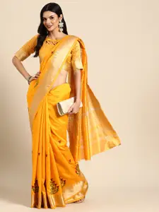 SERONA FABRICS Floral Embroidered Zari Banarasi Saree