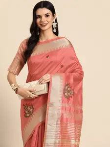 SERONA FABRICS Floral Embroidered Zari Banarasi Saree