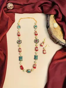 ABDESIGNS Jaipuri Stone Necklace and Earrings Jewellery Set