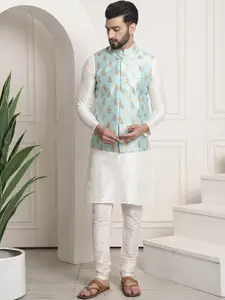 SOJANYA Mandarin Collar Kurta with Churidar & Nehru Jacket