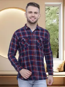 Kuons Avenue Smart Slim Fit Tartan Checks Checked Cotton Casual Shirt