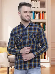 Kuons Avenue Smart Slim Fit Tartan Checks Checked Cotton Flannel Casual Shirt