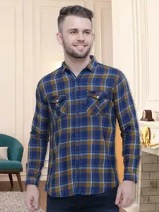 Kuons Avenue Smart Slim Fit Tartan Checks Checked Cotton Casual Shirt