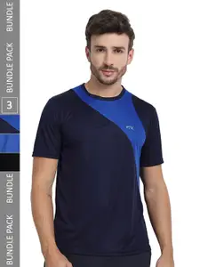 FTX Pack Of 3 Colourblocked Round Neck Dry-Fit Sports T-shirt