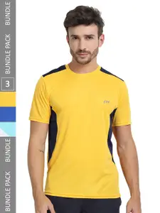 FTX Pack Of 3 Colourblocked Round Neck Dry-Fit Sports T-shirt