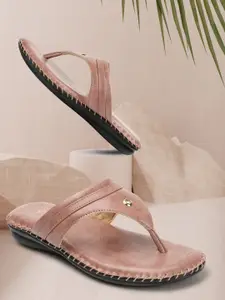 Denill Women Peach-Coloured Casual Open Toe Flats