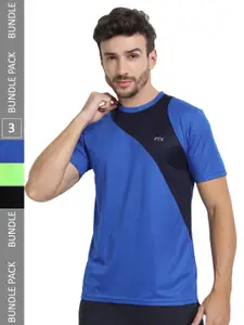 FTX Pack Of 3 Colourblocked Round Neck Regular Fit Dry Fit Sports T-shirt