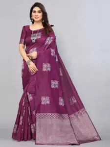 MAGMINA Ethnic Motifs Woven Design Zari Pure Silk Banarasi Saree