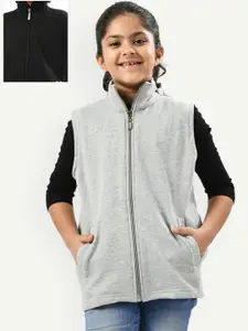 IndiWeaves Girls Pack Of 2 Sleeveless Fleece Sweater Vest