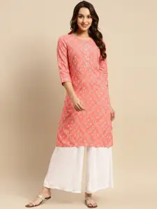 Rangita Bandhani Printed Gotta Patti Straight Kurta